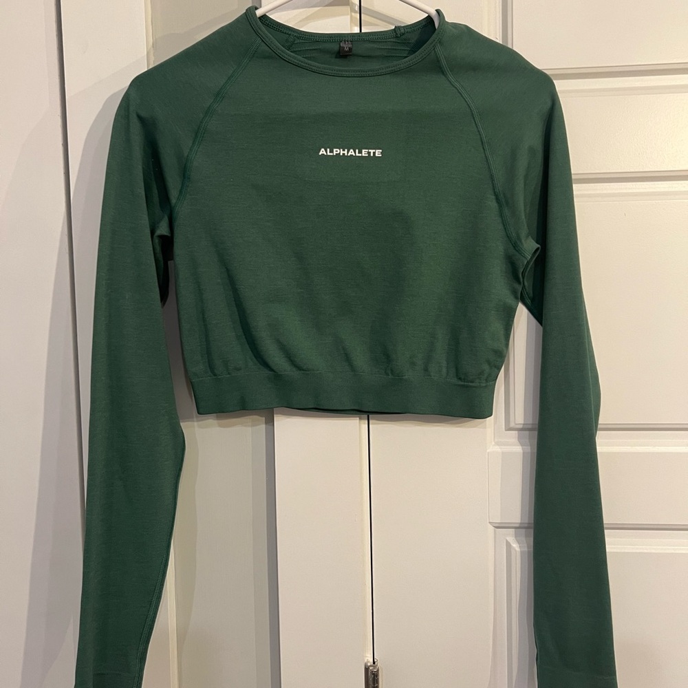 LIKE NEW ALPHALETE Amplify Long Sleeve Crop - Ivy - M